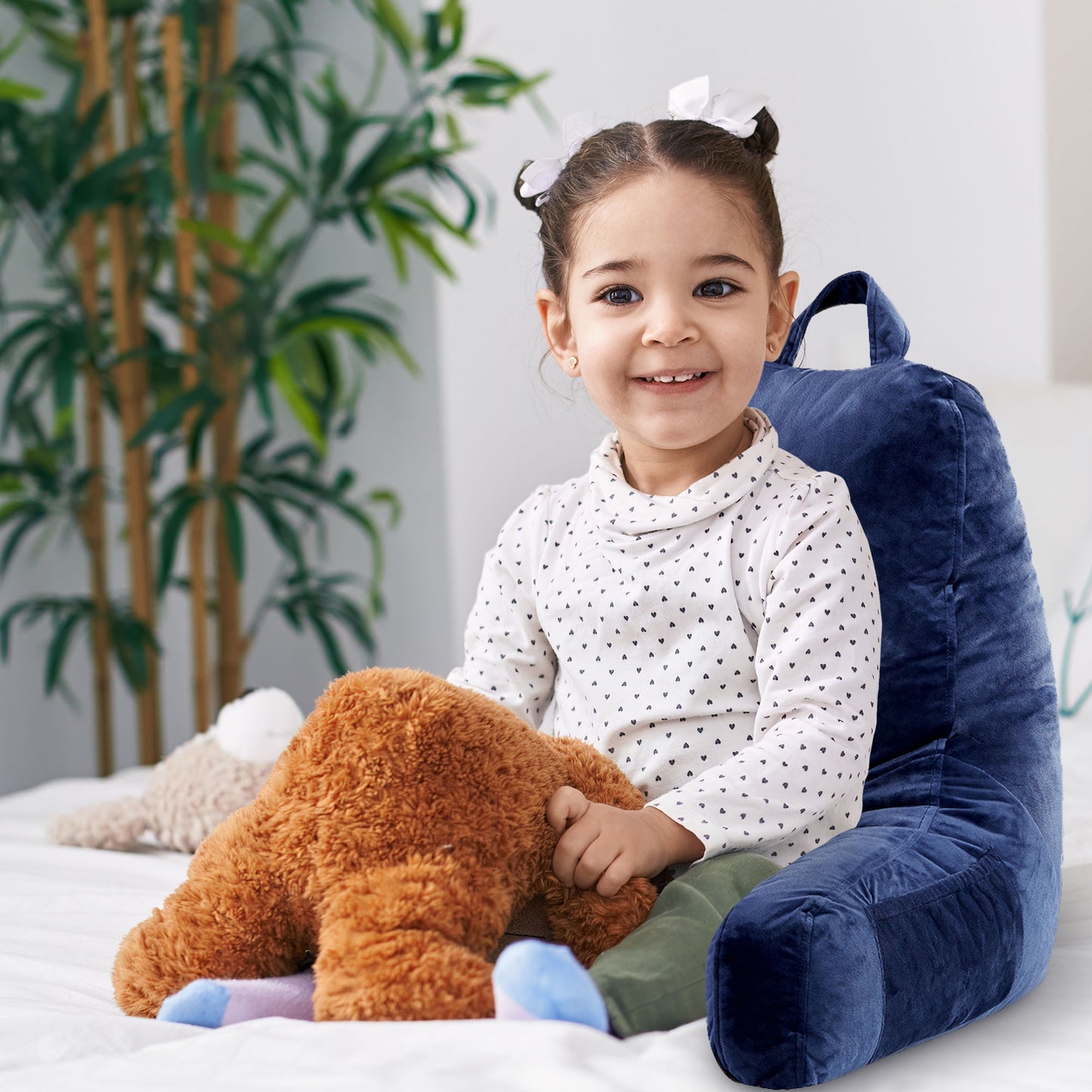 Cheer Collection Kids Size Reading Pillow with Arms for Sitting Up in Bed