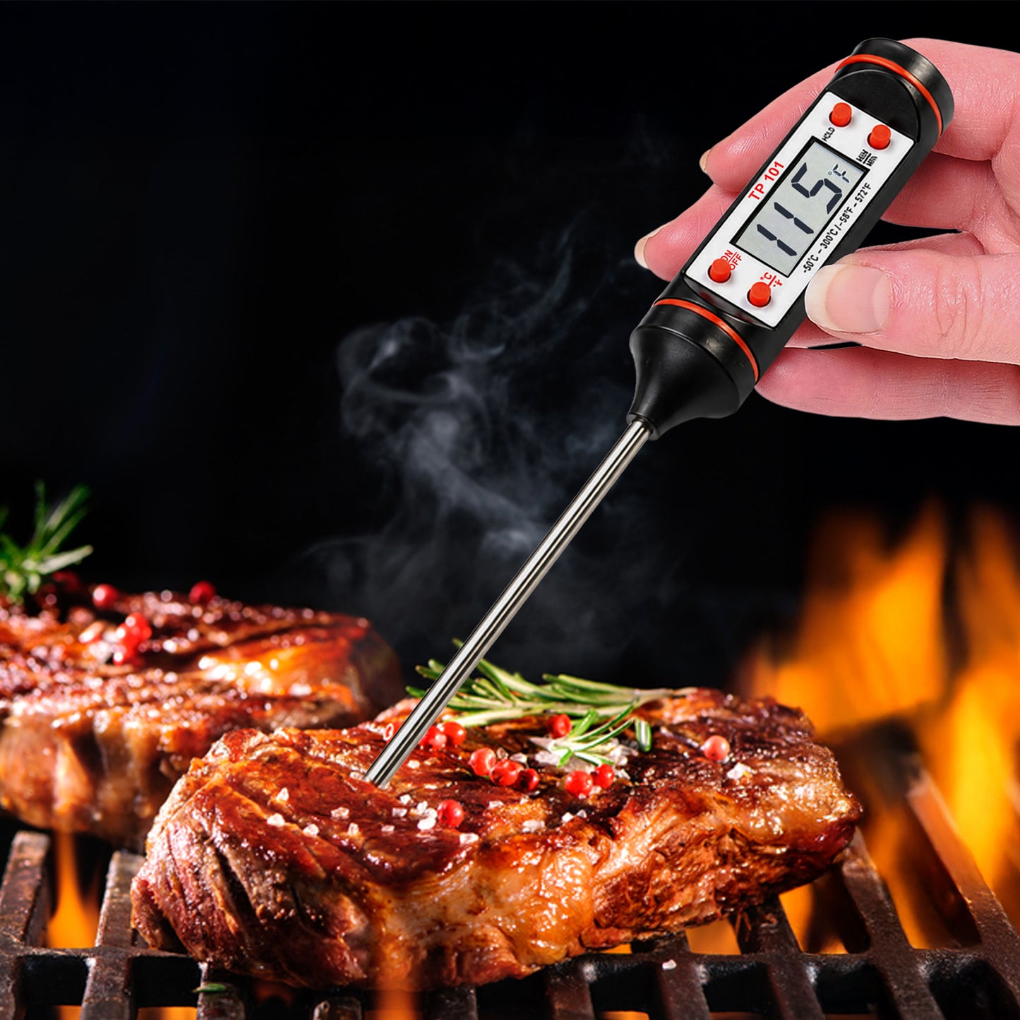 Cheer Collection Digital Meat Thermometer, Quick Read Cooking Thermometer for Grill BBQ Snoker and Kitchen