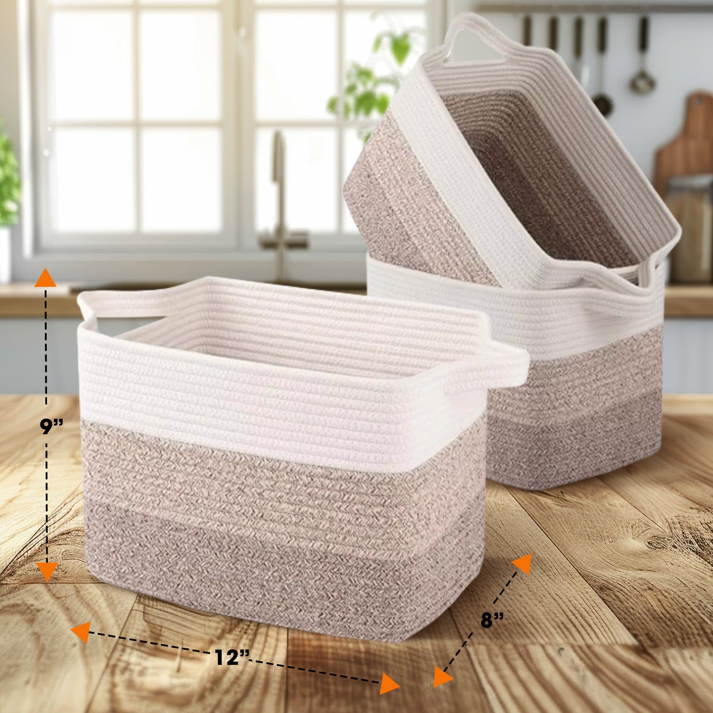 Cheer Collection 3-Pack Cotton Rope Storage Baskets – Soft, Durable & Foldable for Home Organization