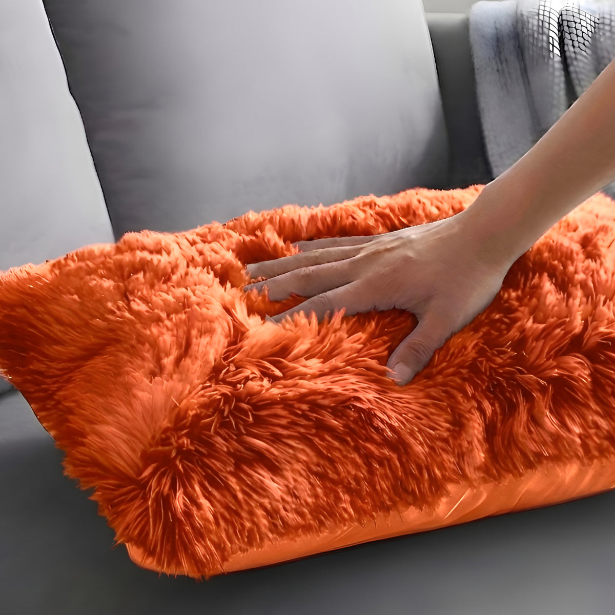 Cheer Collection  Shaggy Long Hair Throw Pillows - Super Soft and Plush Faux Fur Lumbar Accent Pillows - 12 x 20 - Set of 2