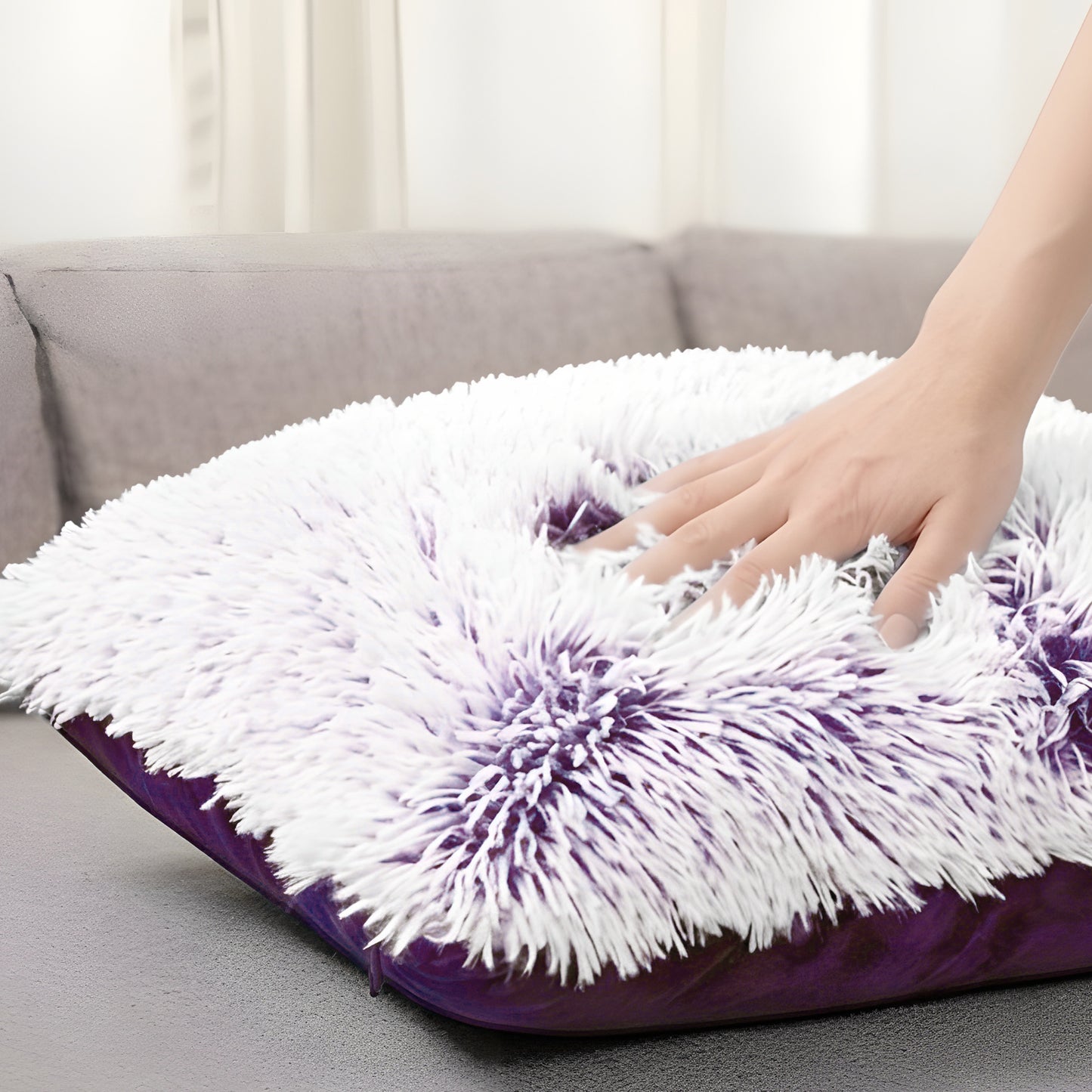 Cheer Collection Set of 2 Shaggy Long Hair Throw Pillows | Super Soft and Plush Faux Fur Accent Pillows - 18 x 18 inches