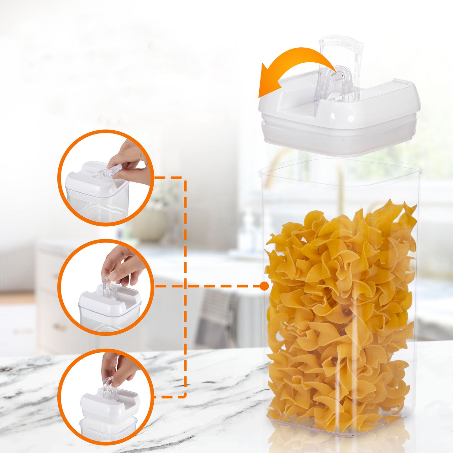 Cheer Collection Set of 7 Airtight Food Storage Containers plus Dry Erase Marker and Label - Multiple Colors Available