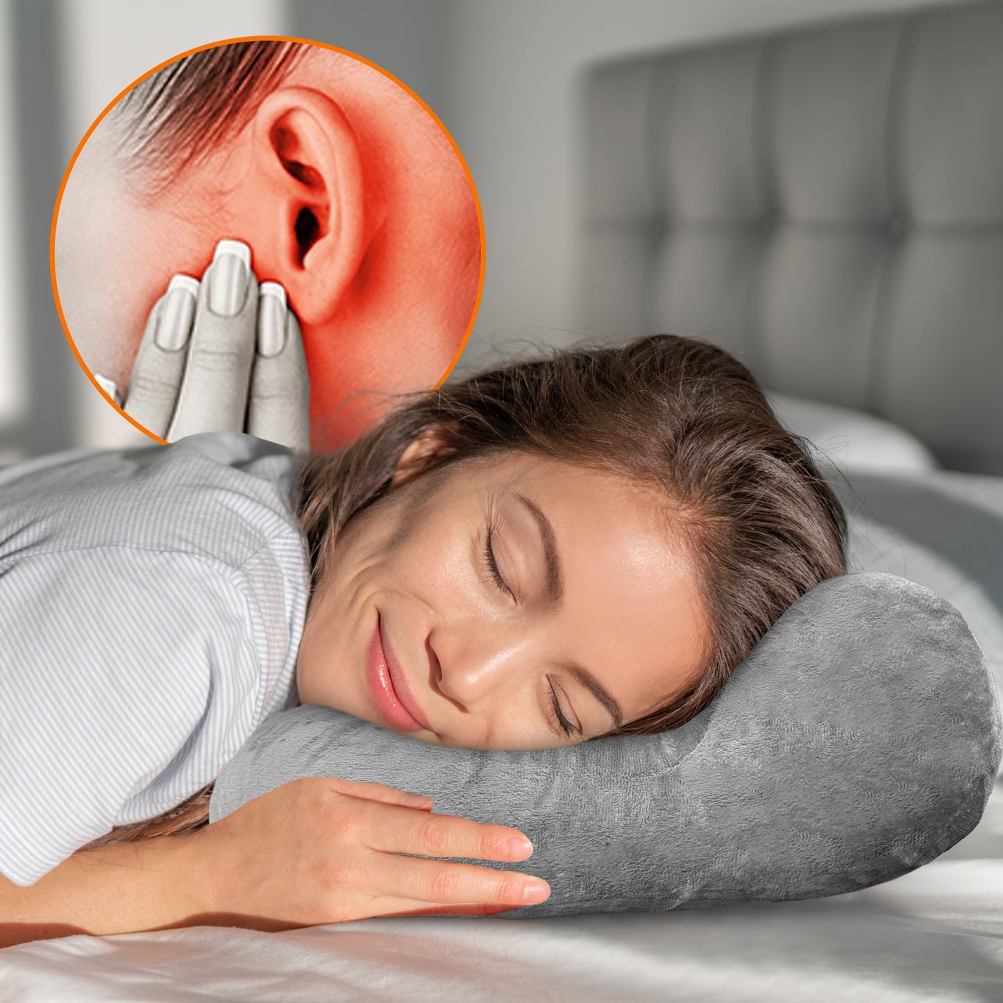 Cheer Collection Desk Nap Pillow with Ear Hole and Velvet Cover for Side Sleepers, Office, and Travel Use
