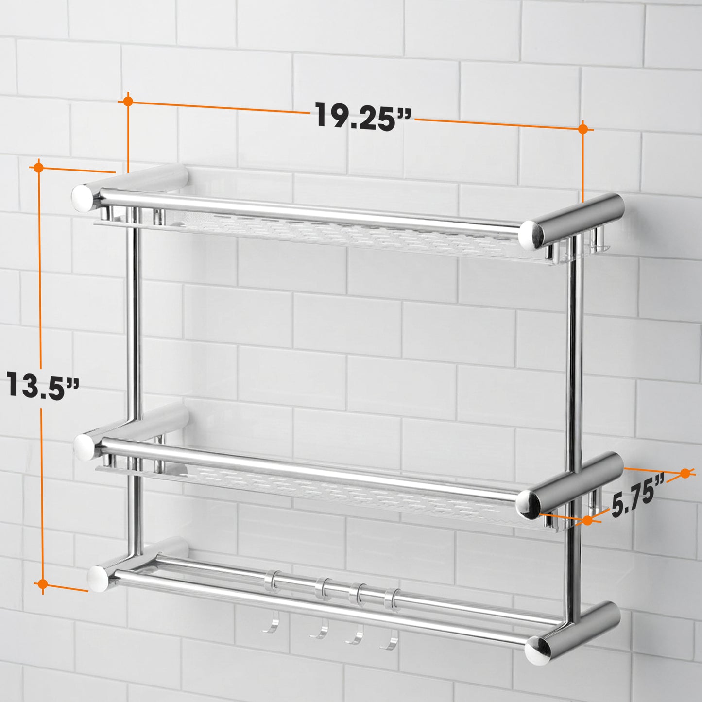 Cheer Collection Wall Mounted Shower Caddy & Towel Hooks - No Drilling Necessary