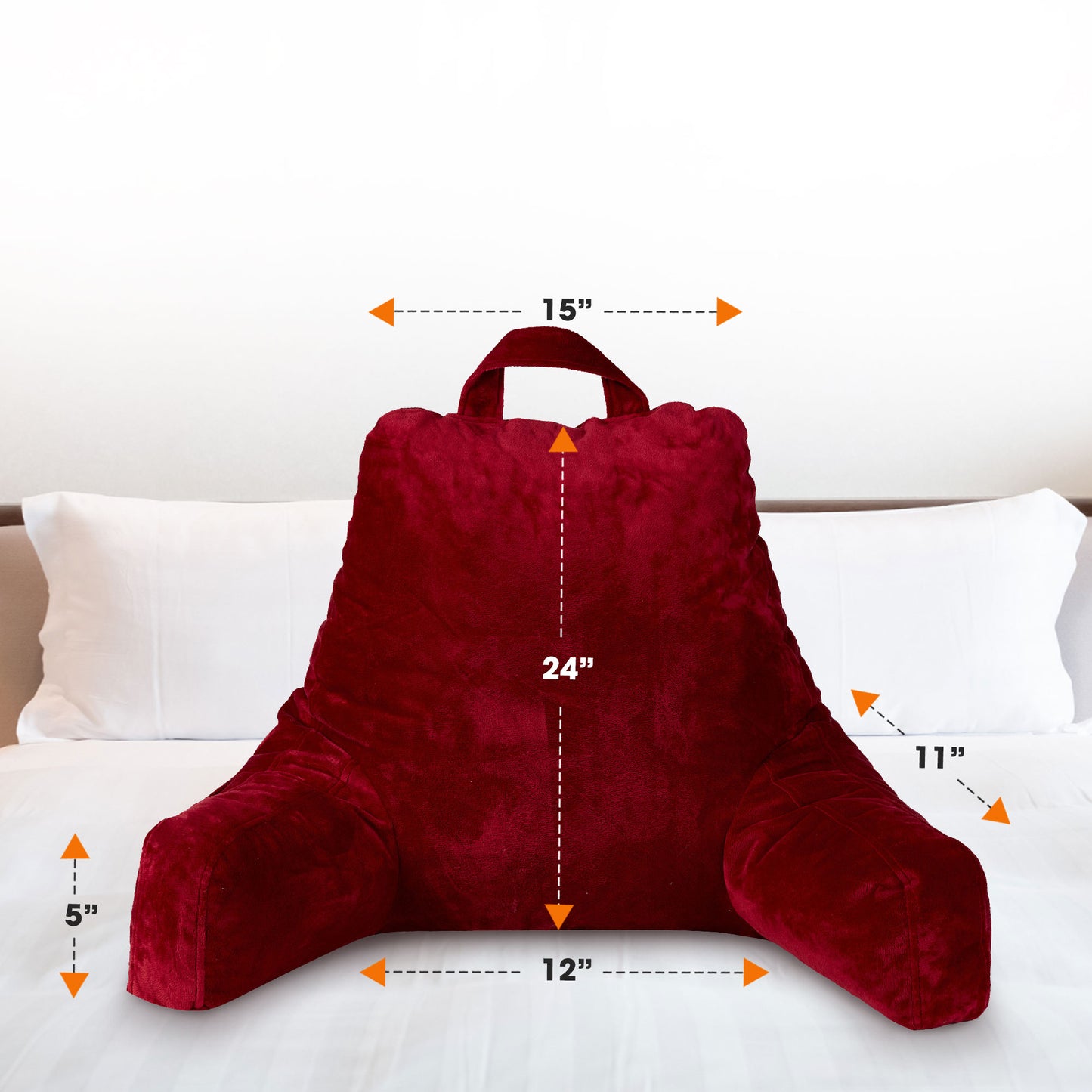 Cheer Collection Backrest Reading Pillow - Plush Fiber Filled TV and Gaming Pillow with Armrest