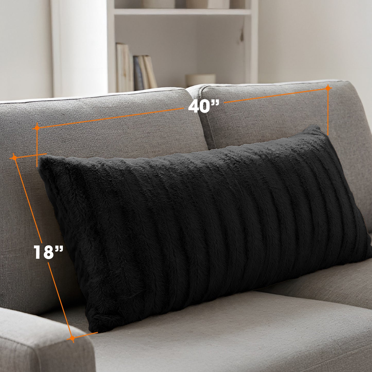 Cheer Collection Faux Fur Throw Pillow - 18" x 40" Long Decorative Body Pillow for Bed or Couch