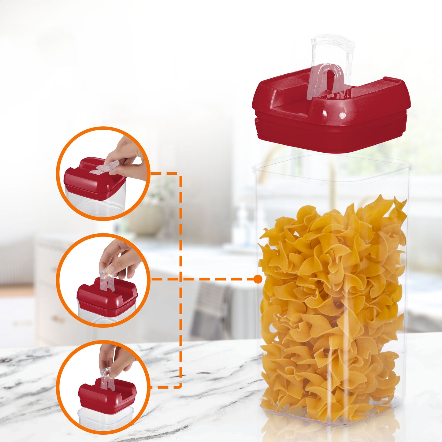Cheer Collection Set of 7 Airtight Food Storage Containers plus Dry Erase Marker and Label - Multiple Colors Available