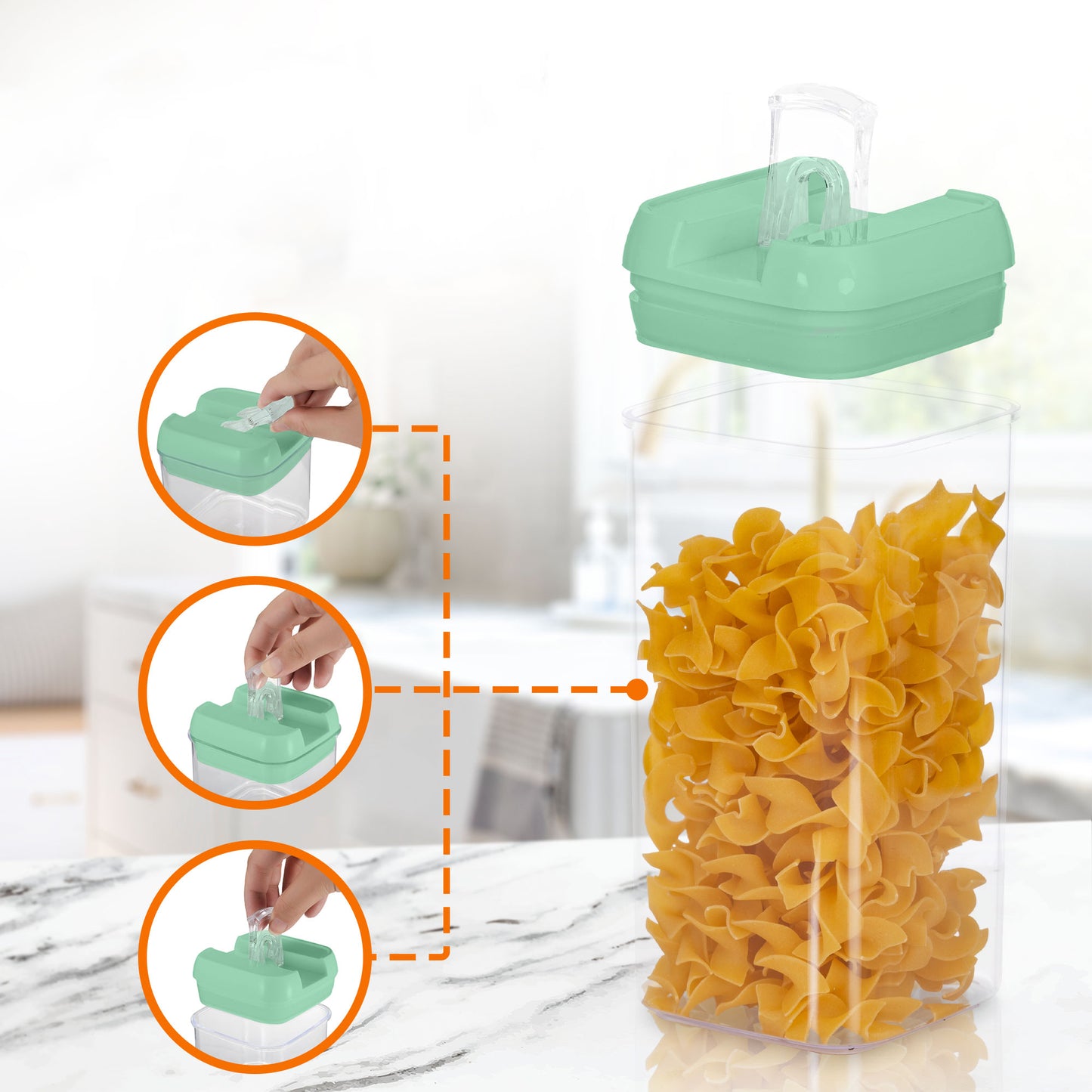 Cheer Collection Set of 7 Airtight Food Storage Containers plus Dry Erase Marker and Label - Multiple Colors Available