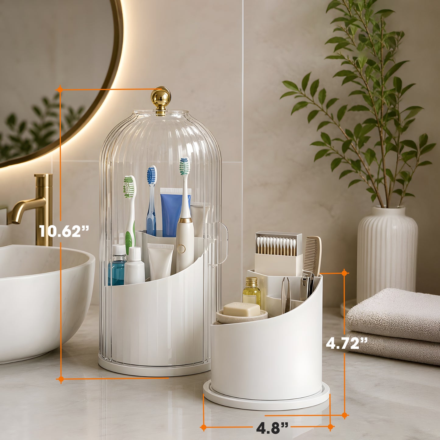 Cheer Collection Rotating Covered Toothbrush & Bathroom Counter Organizer