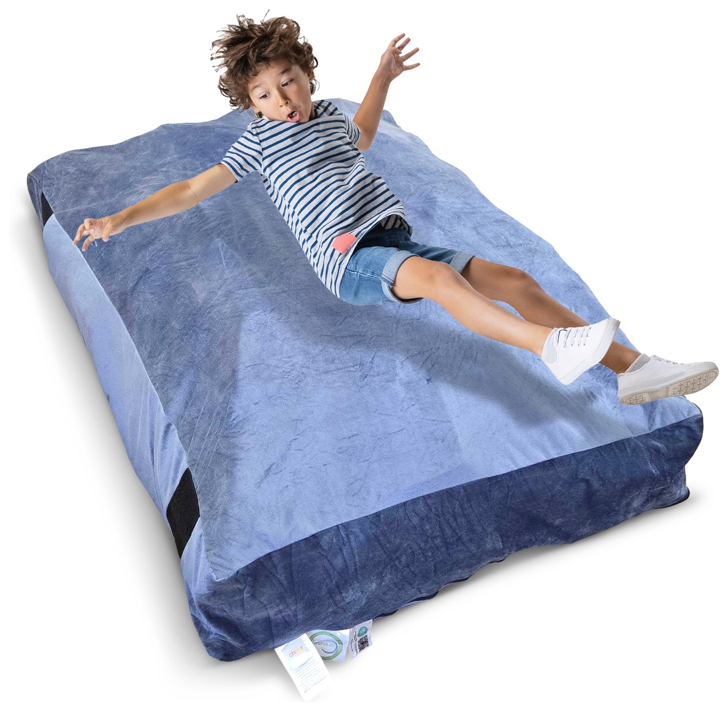 Cheer Collection Sensory Crash Pad Filled with Foam Blocks, Soft Foam Mat for Kids and Adults with Washable Cover, Giant Bean Bag with Vent Holes