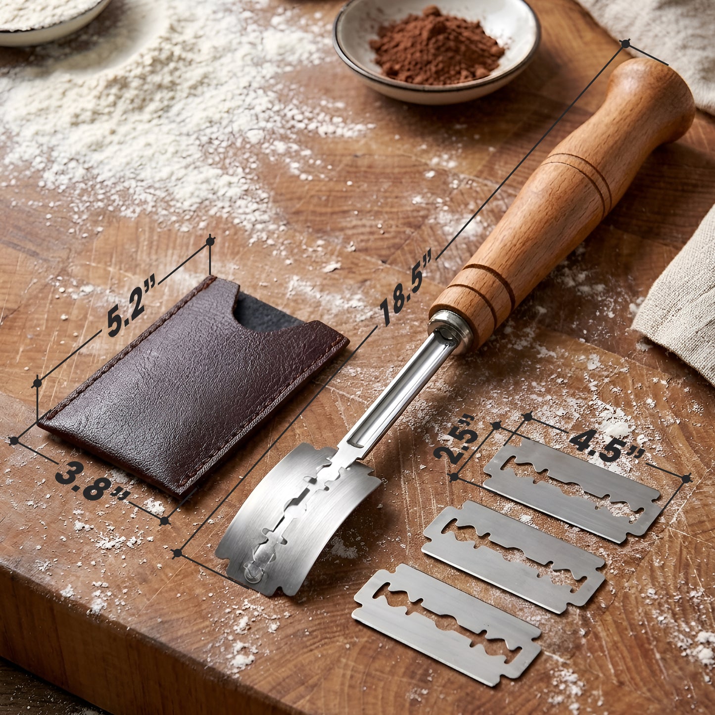 Cheer Collection Artisan Bread Lame Scoring Tool with Wooden Handle & Protective Cover