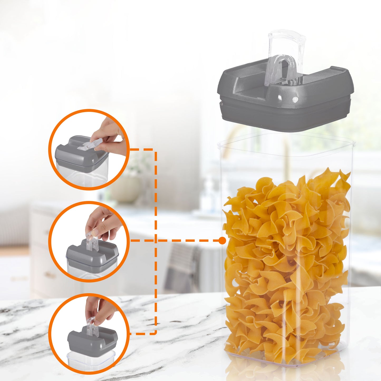 Cheer Collection Set of 7 Airtight Food Storage Containers plus Dry Erase Marker and Label - Multiple Colors Available
