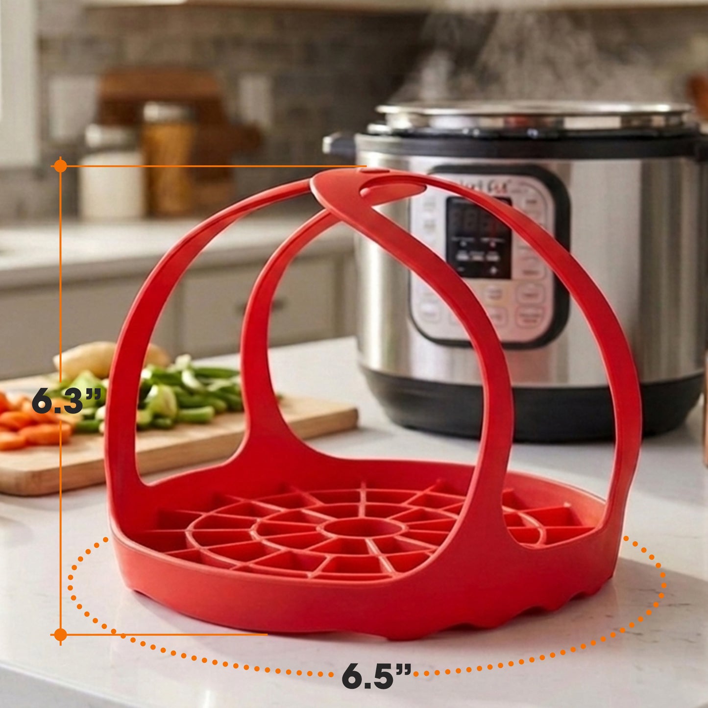 Cheer Collection Silicone Cooking Pot Lifter, Silicone Bakeware Sling for 3-Quart Pressure Cookers