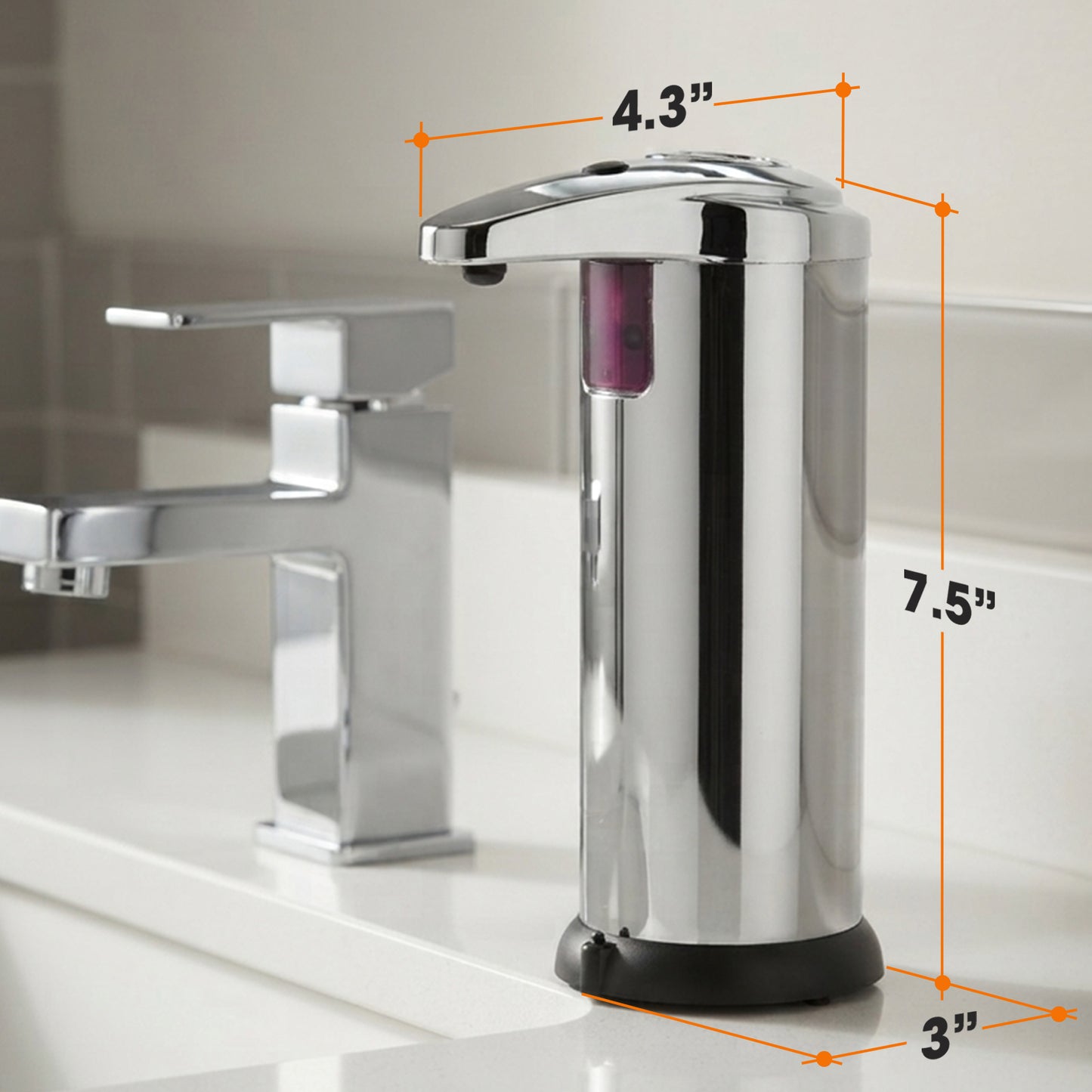 Cheer Collection Touchless Soap Dispenser with Waterproof Base and Automatic Sensor, Stainless Steel Dish Soap Dispenser for Kitchen or Bathroom