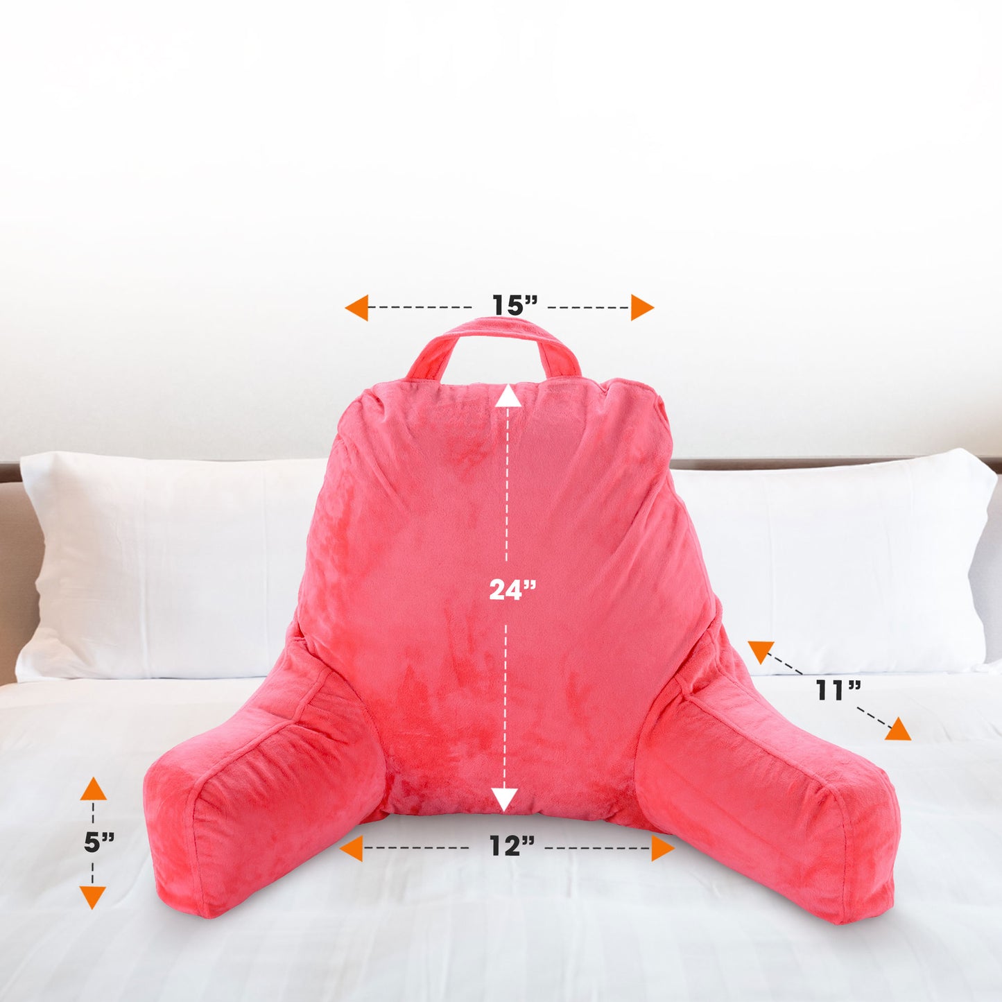 Cheer Collection Backrest Reading Pillow - Plush Fiber Filled TV and Gaming Pillow with Armrest