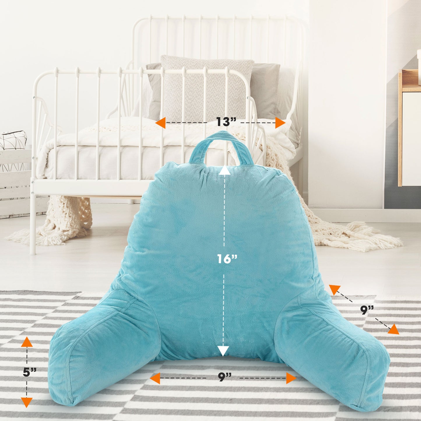 Cheer Collection Kids Size Reading Pillow with Arms for Sitting Up in Bed