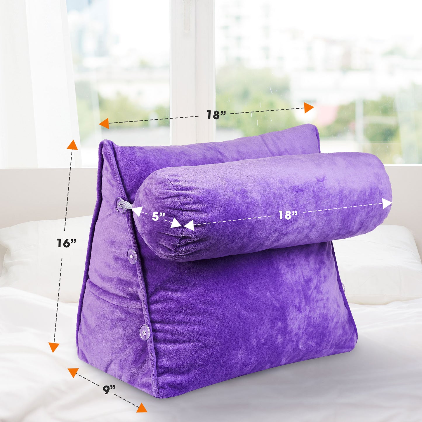Cheer Collection Wedge Pillow with Detachable Bolster & Backrest