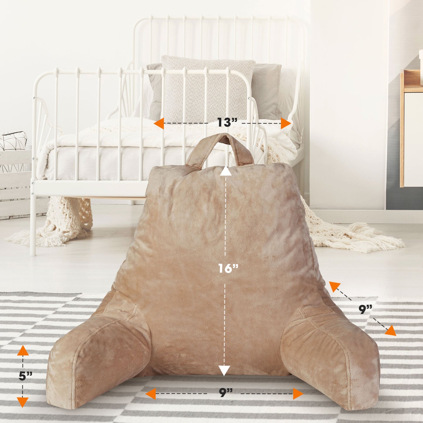 Cheer Collection Kids Size Reading Pillow with Arms for Sitting Up in Bed