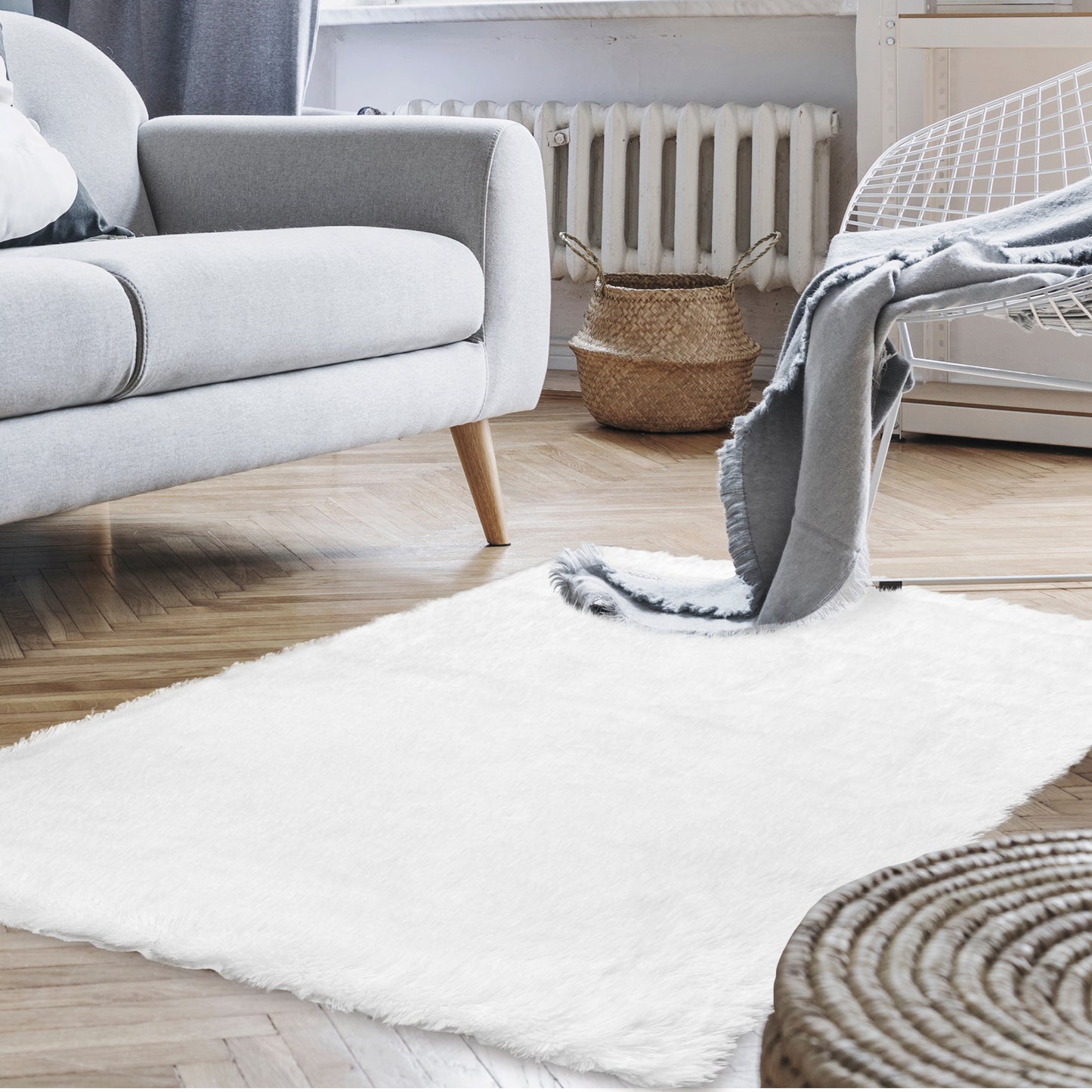 Cheer Collection Plush Shaggy Hair Area Fuzzy Rug 32" x 61" - White