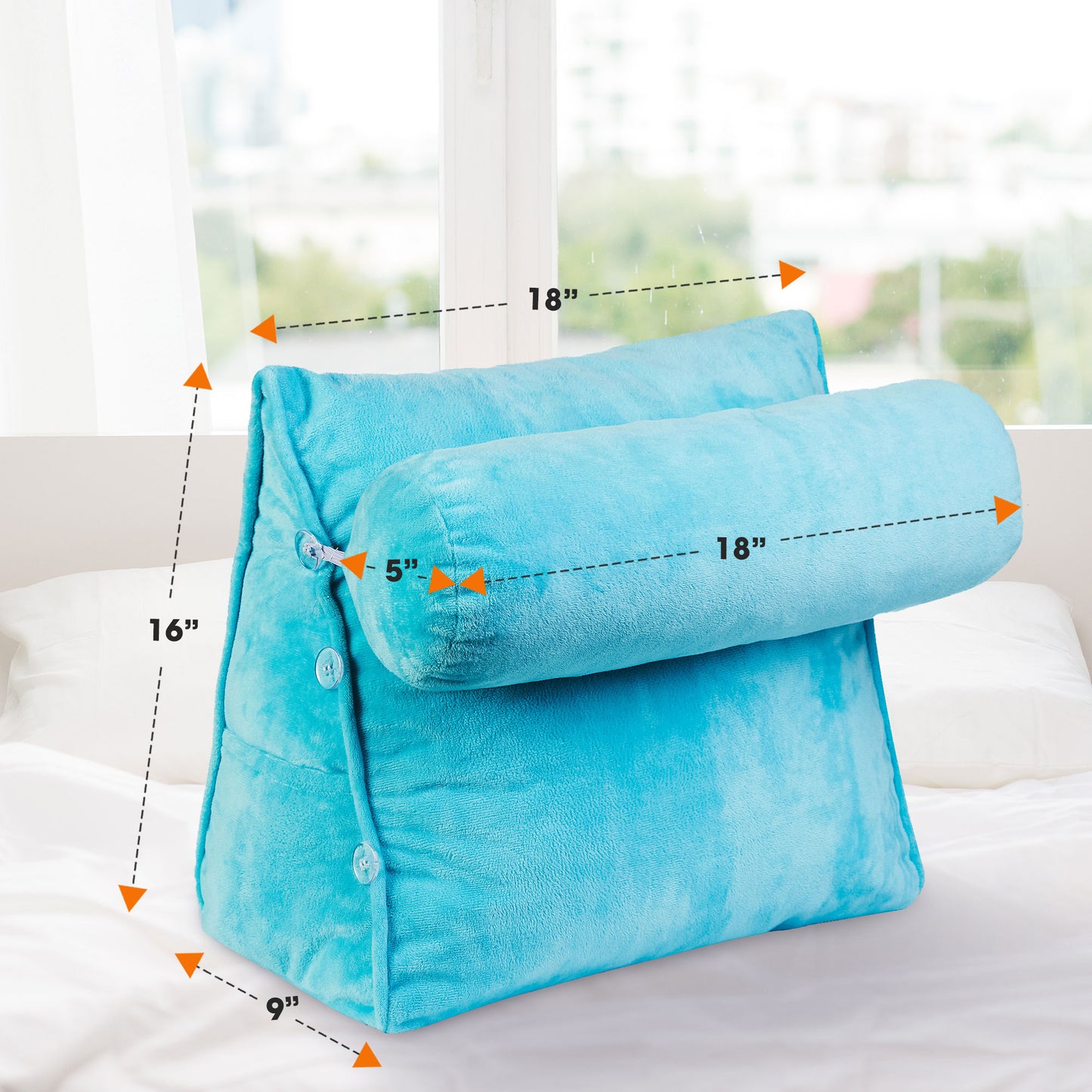 Cheer Collection Wedge Pillow with Detachable Bolster & Backrest