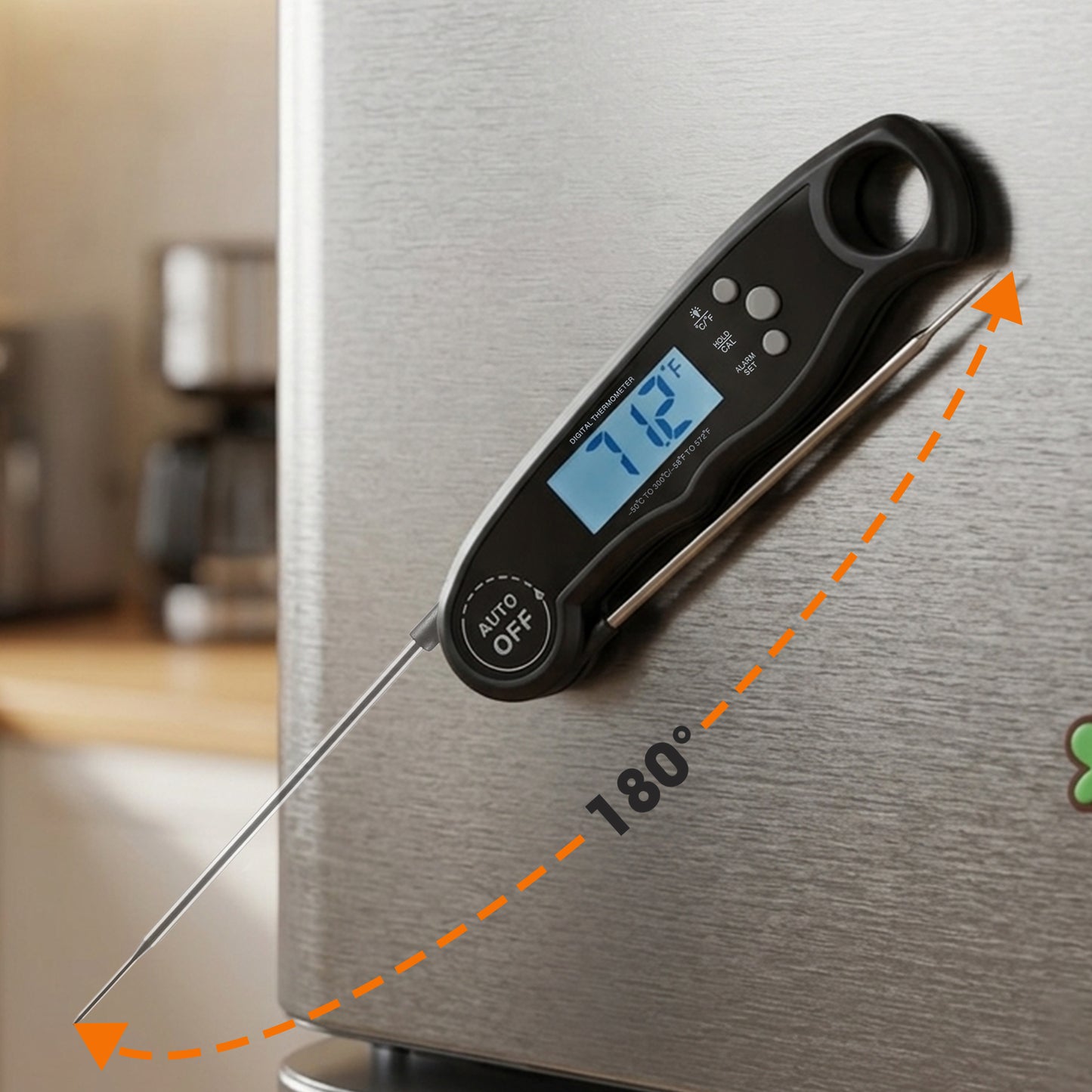 Cheer Collection Digital Meat Thermometer, Instant Read Food Thermometer with Backlight LCD Screen, Foldable Cooking Thermometer for BBQ and Kitchen