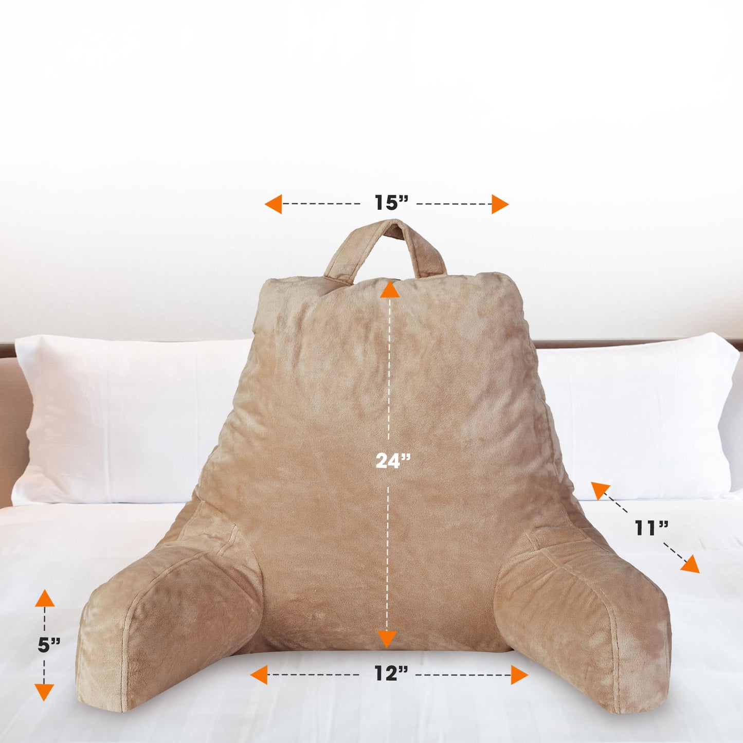 Cheer Collection Backrest Reading Pillow - Plush Fiber Filled TV and Gaming Pillow with Armrest