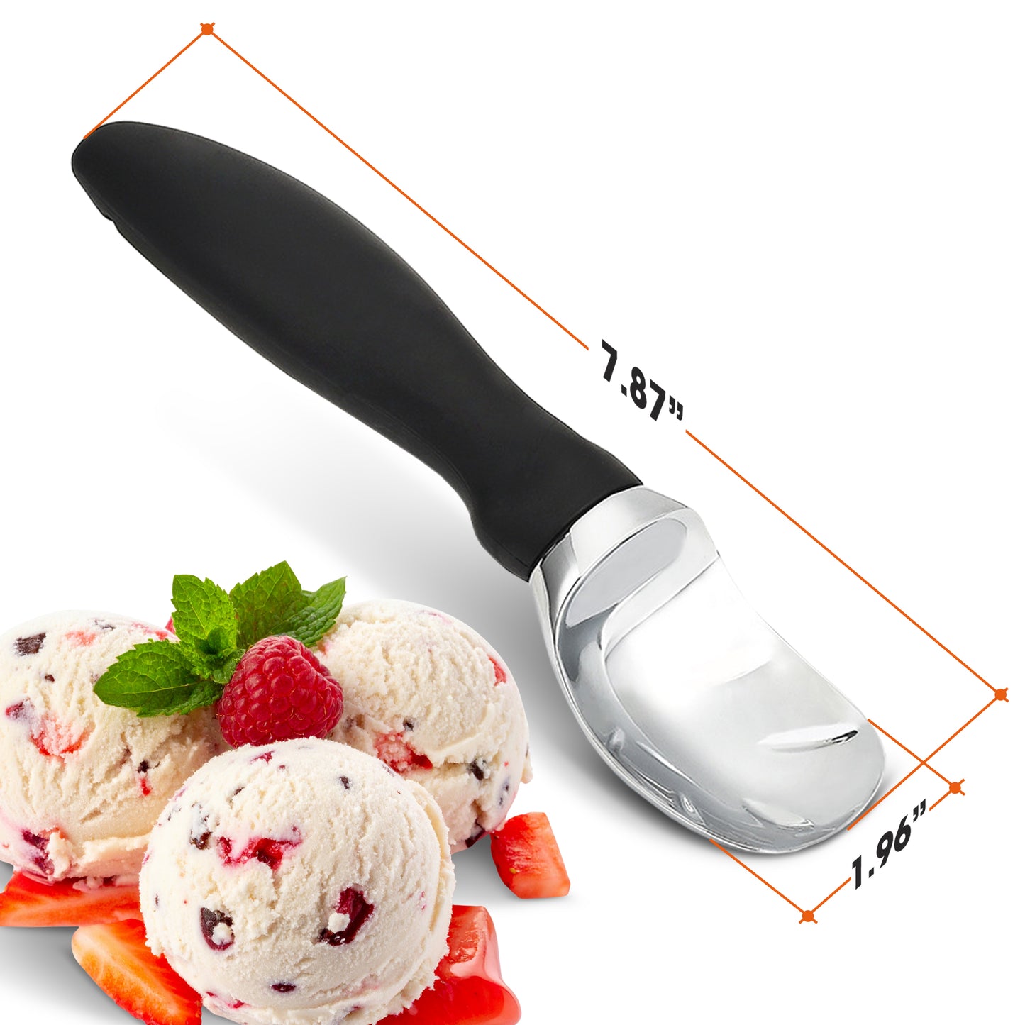 Cheer Collection Heavy Duty Ice Cream Scoop Stainless Steel Scooper with Comfort Grip Handle