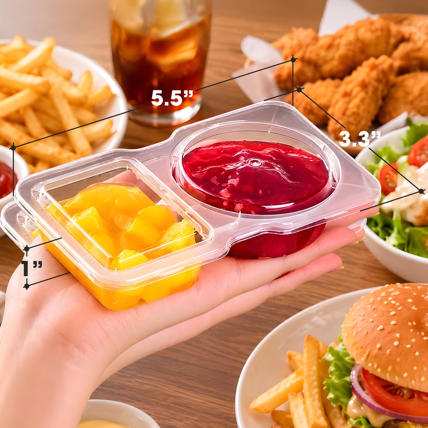Cheer Collection BPA-Free Reusable Food Storage Containers with Dual Compartments and Lids