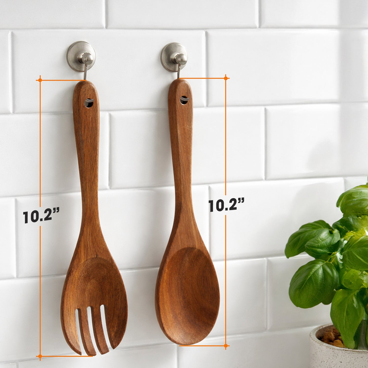 Cheer Collection Teak Wood Salad Spoon and Fork Set for Mixing and Serving