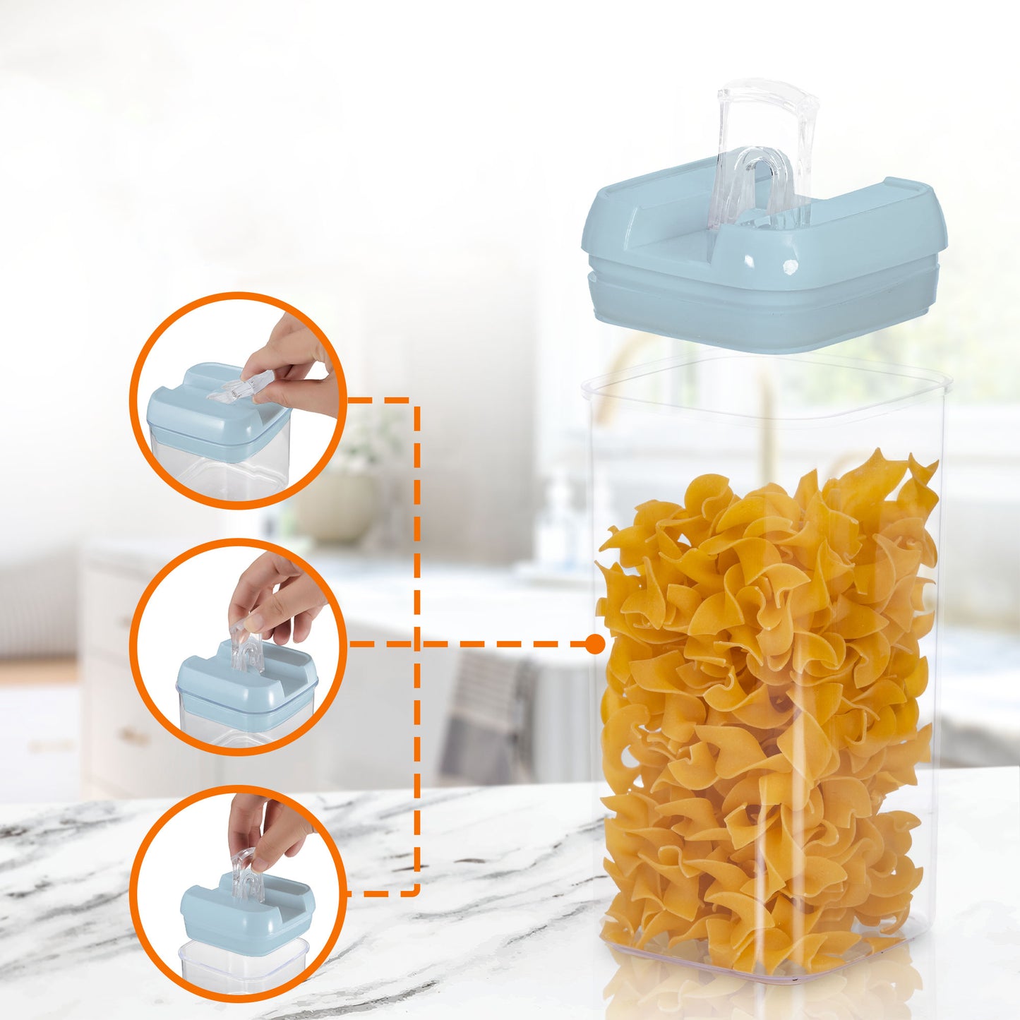 Cheer Collection Set of 7 Airtight Food Storage Containers plus Dry Erase Marker and Label - Multiple Colors Available