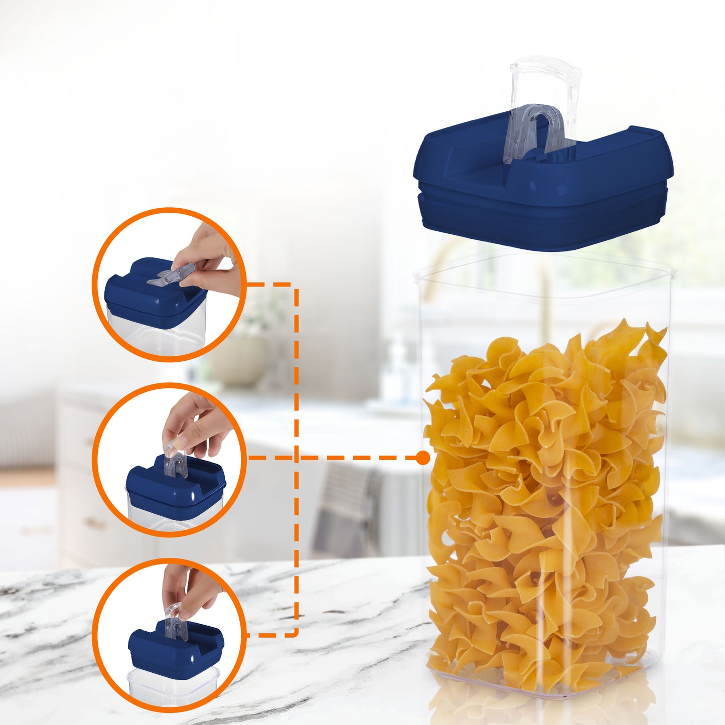 Cheer Collection Set of 7 Airtight Food Storage Containers plus Dry Erase Marker and Label - Multiple Colors Available