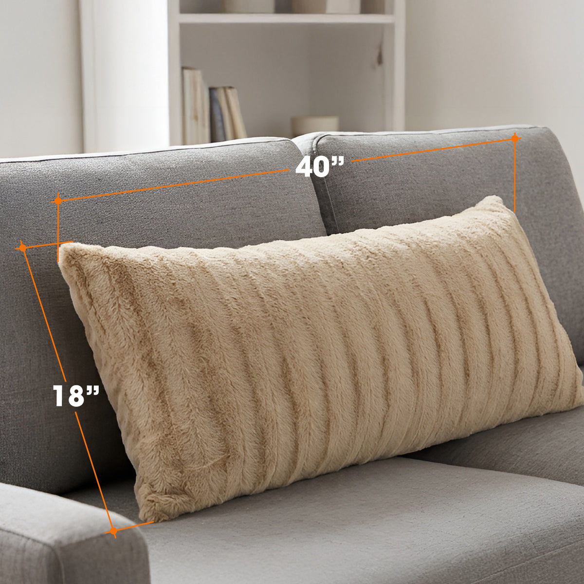 Cheer Collection Faux Fur Throw Pillow - 18" x 40" Long Decorative Body Pillow for Bed or Couch