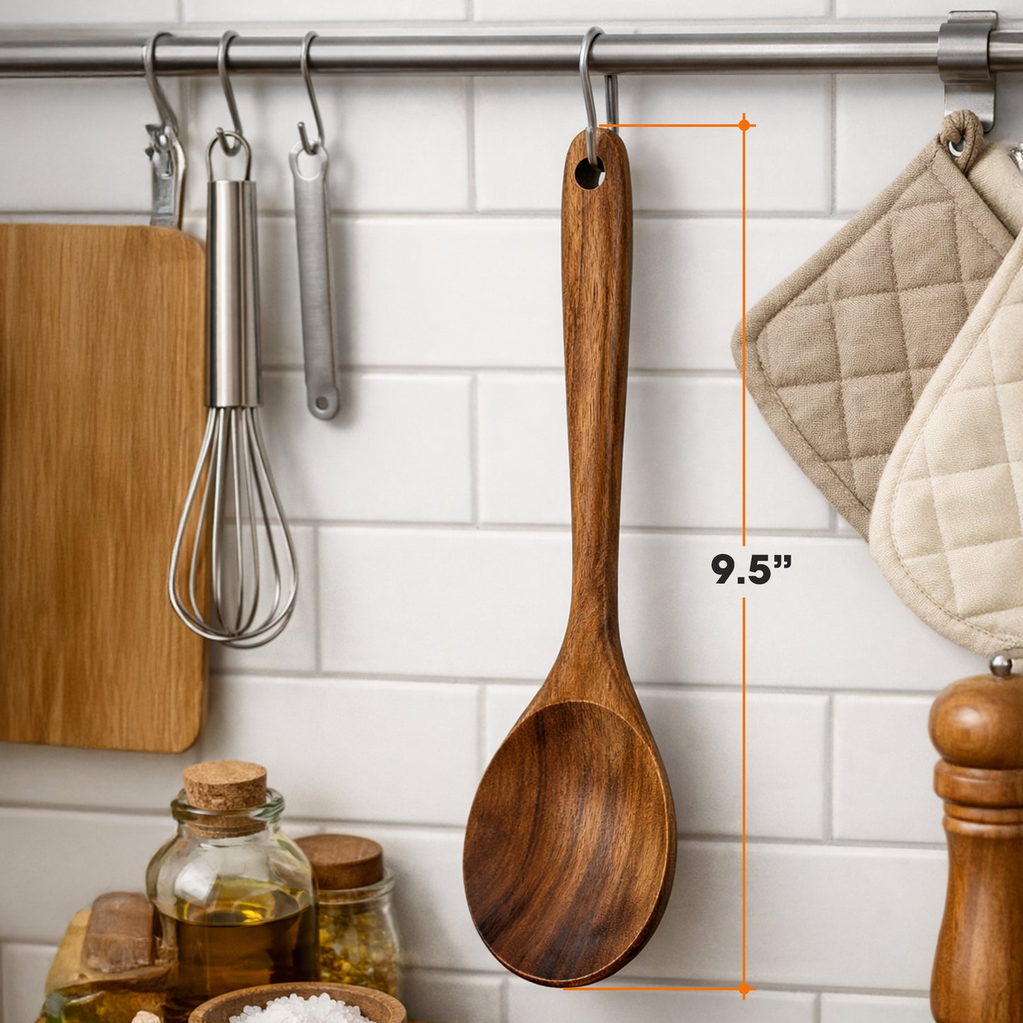 Cheer Collection Teak Wood Mixing Spoon with Deep Bowl for Cooking and Serving