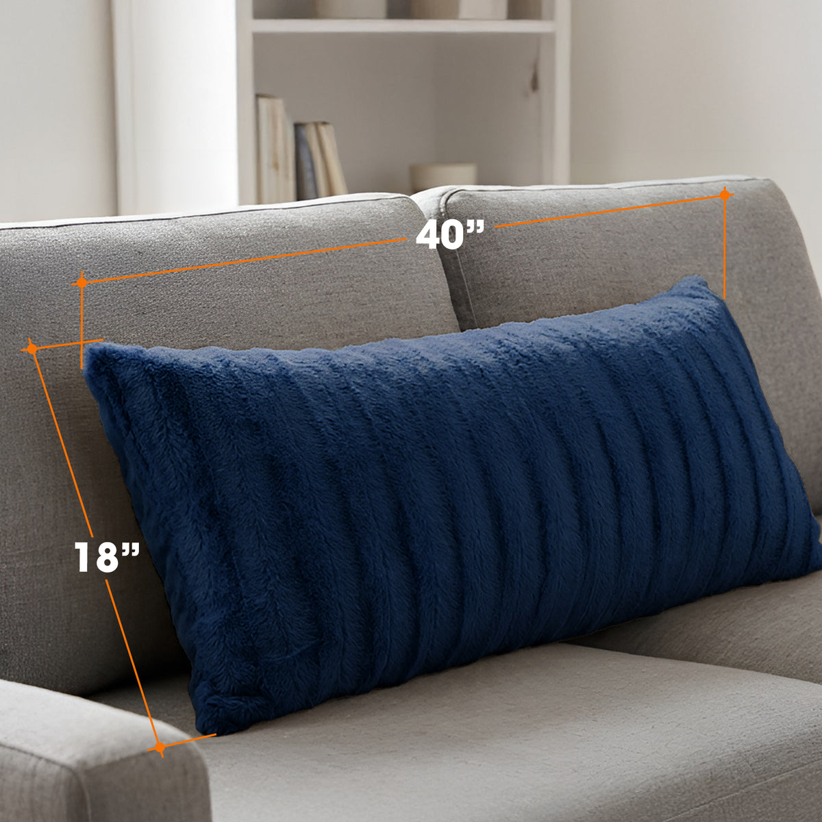 Cheer Collection Faux Fur Throw Pillow - 18" x 40" Long Decorative Body Pillow for Bed or Couch