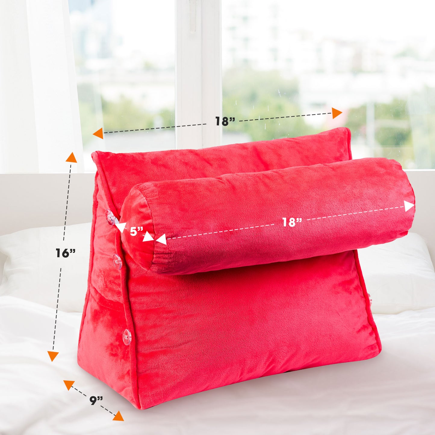 Cheer Collection Wedge Pillow with Detachable Bolster & Backrest