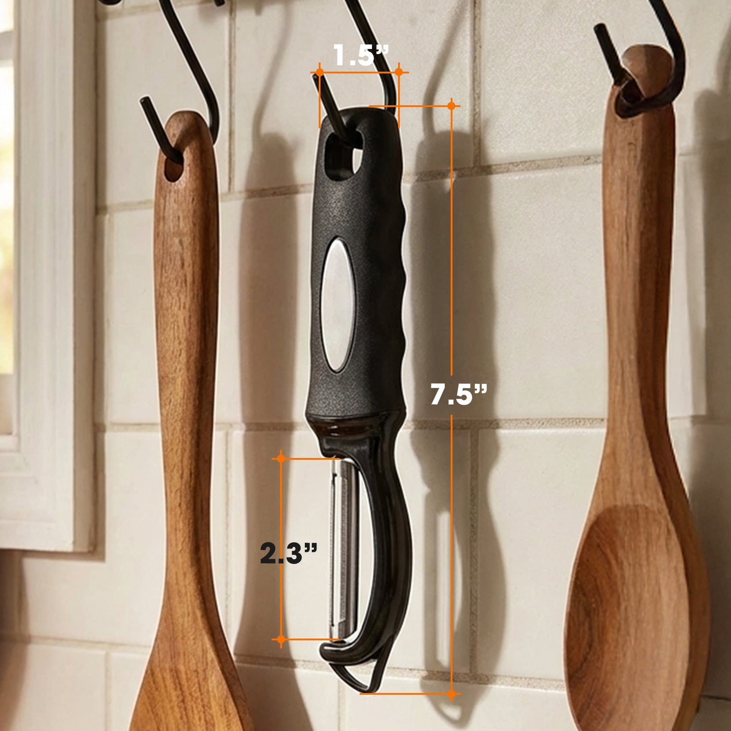 Cheer Collection Swivel Vegetable Peeler with Stainless Steel Twin Blades Black