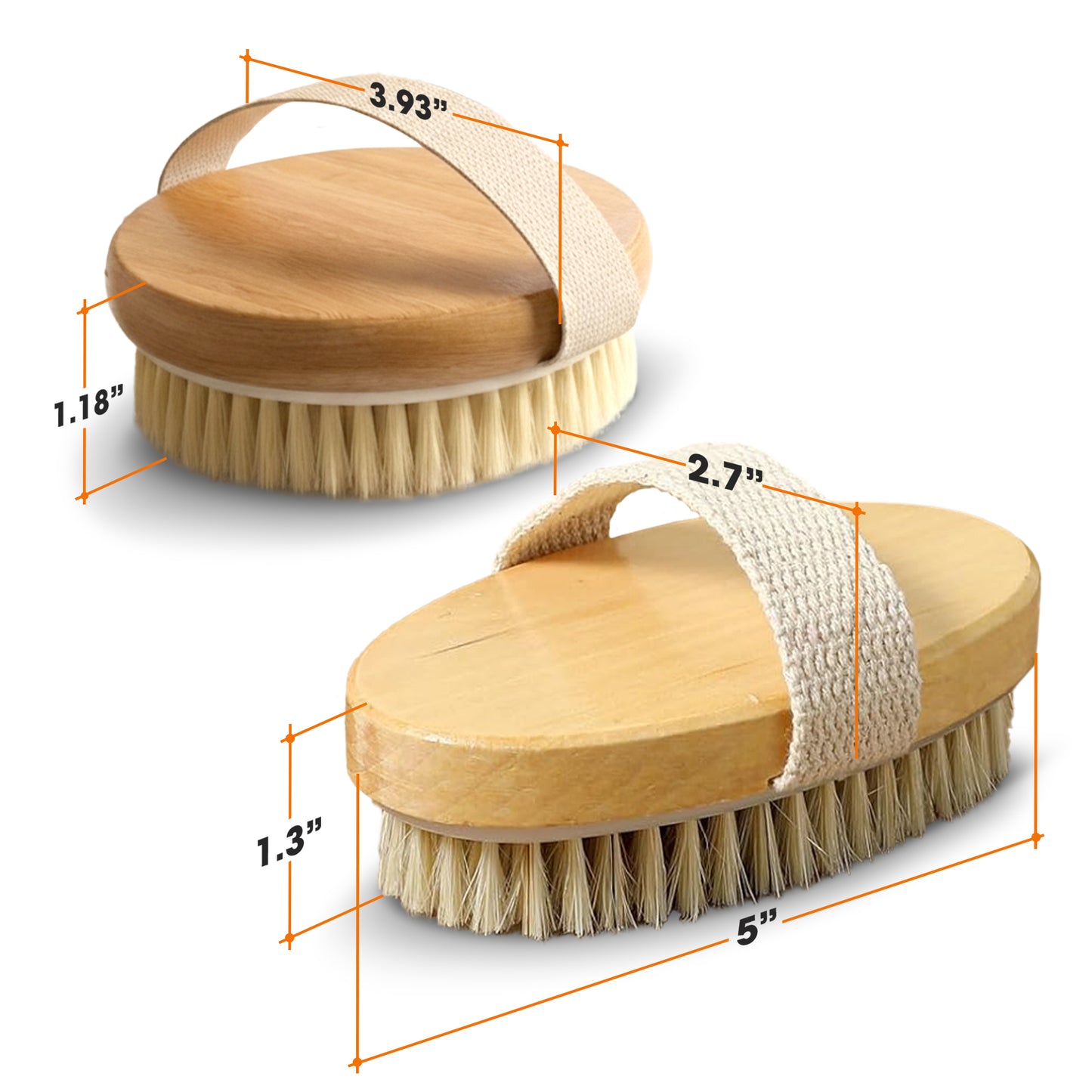 Cheer Collection Natural Bristle Exfoliating Body Brush Set for Daily Care with Comfort Grip