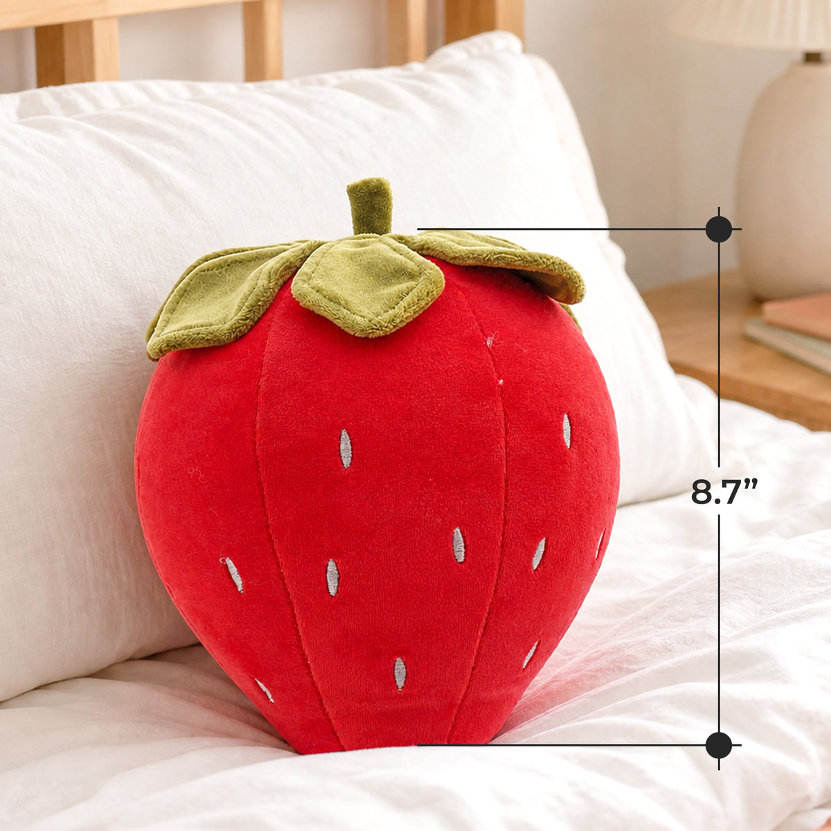Cheer Collection Strawberry Shaped Plush Throw Pillow with Ultra Soft Huggable Cushioning for Cozy Home Decor