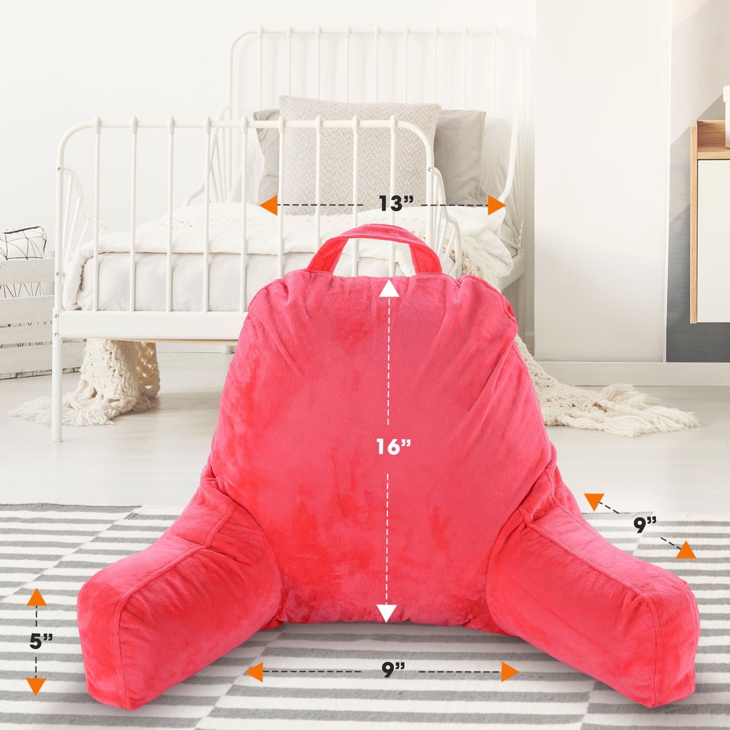 Cheer Collection Kids Size Reading Pillow with Arms for Sitting Up in Bed