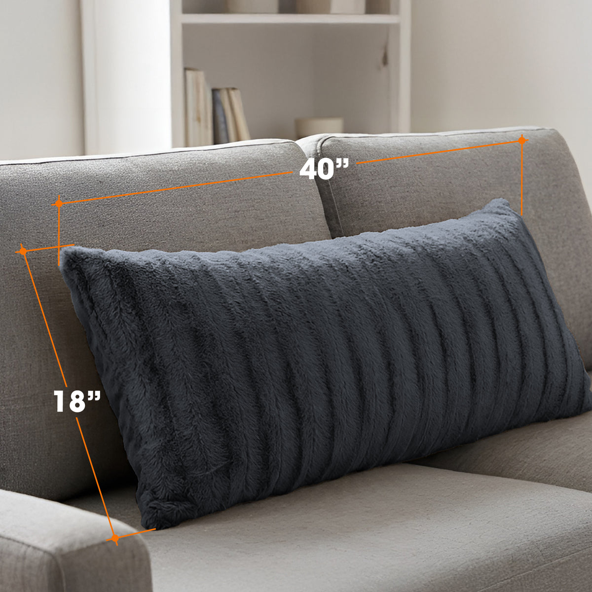Cheer Collection Faux Fur Throw Pillow - 18" x 40" Long Decorative Body Pillow for Bed or Couch