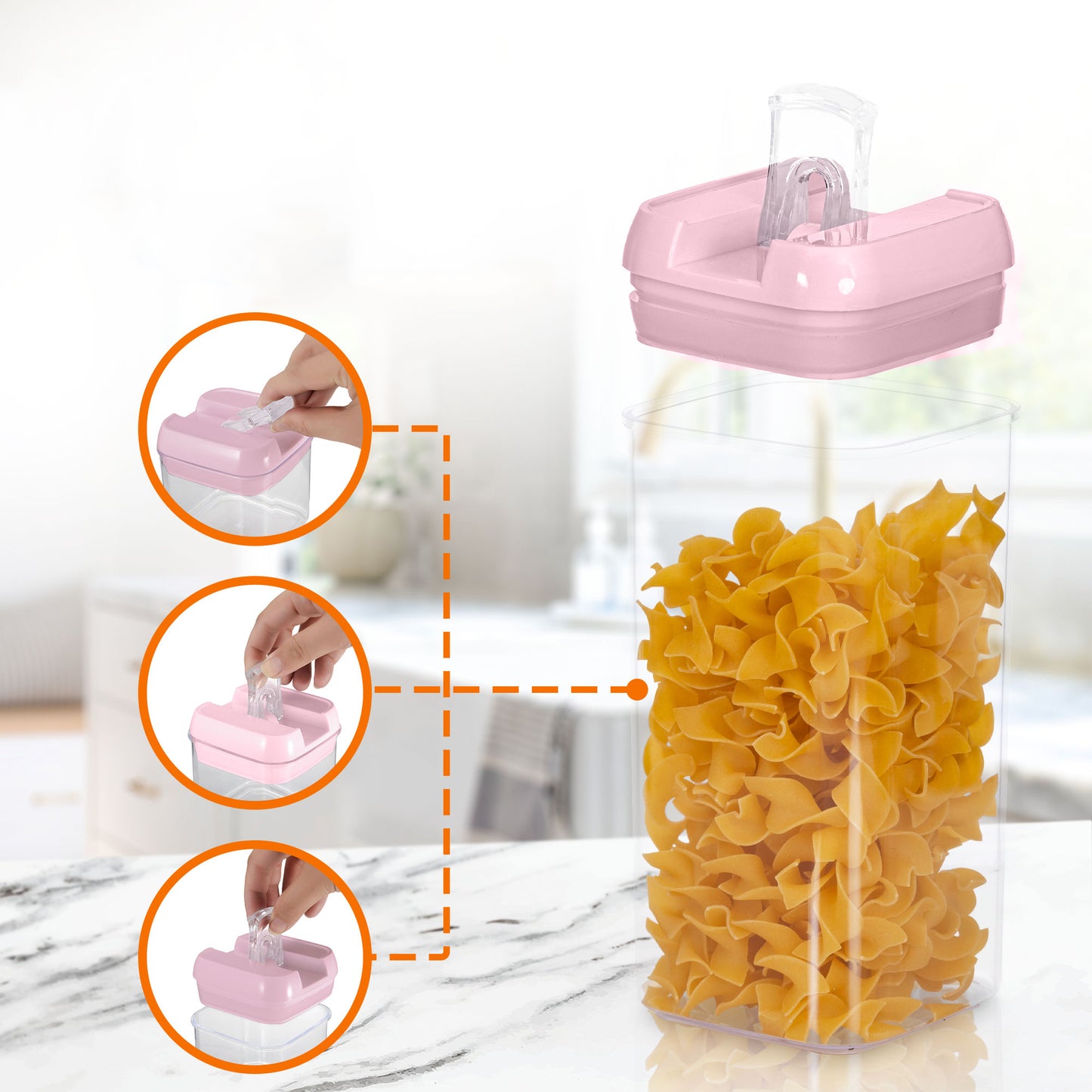 Cheer Collection Set of 7 Airtight Food Storage Containers plus Dry Erase Marker and Label - Multiple Colors Available