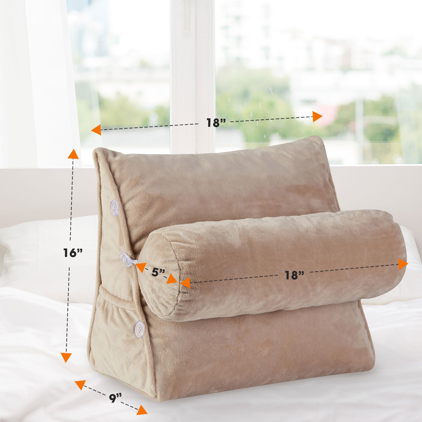 Cheer Collection Wedge Pillow with Detachable Bolster & Backrest