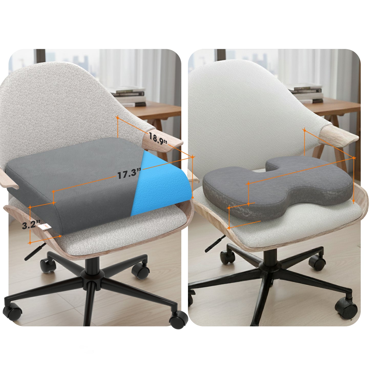 Cheer Collection Memory Foam Extra-Large Seat Cushion