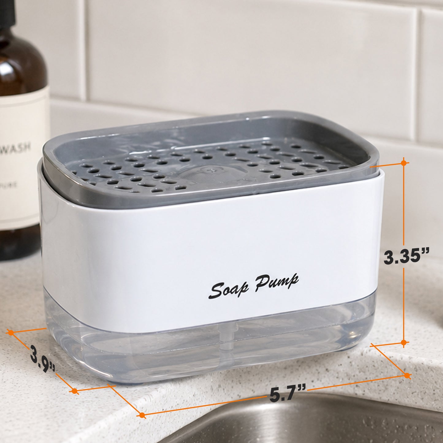 Cheer Collection Dish Soap Dispenser and Sponge Holder