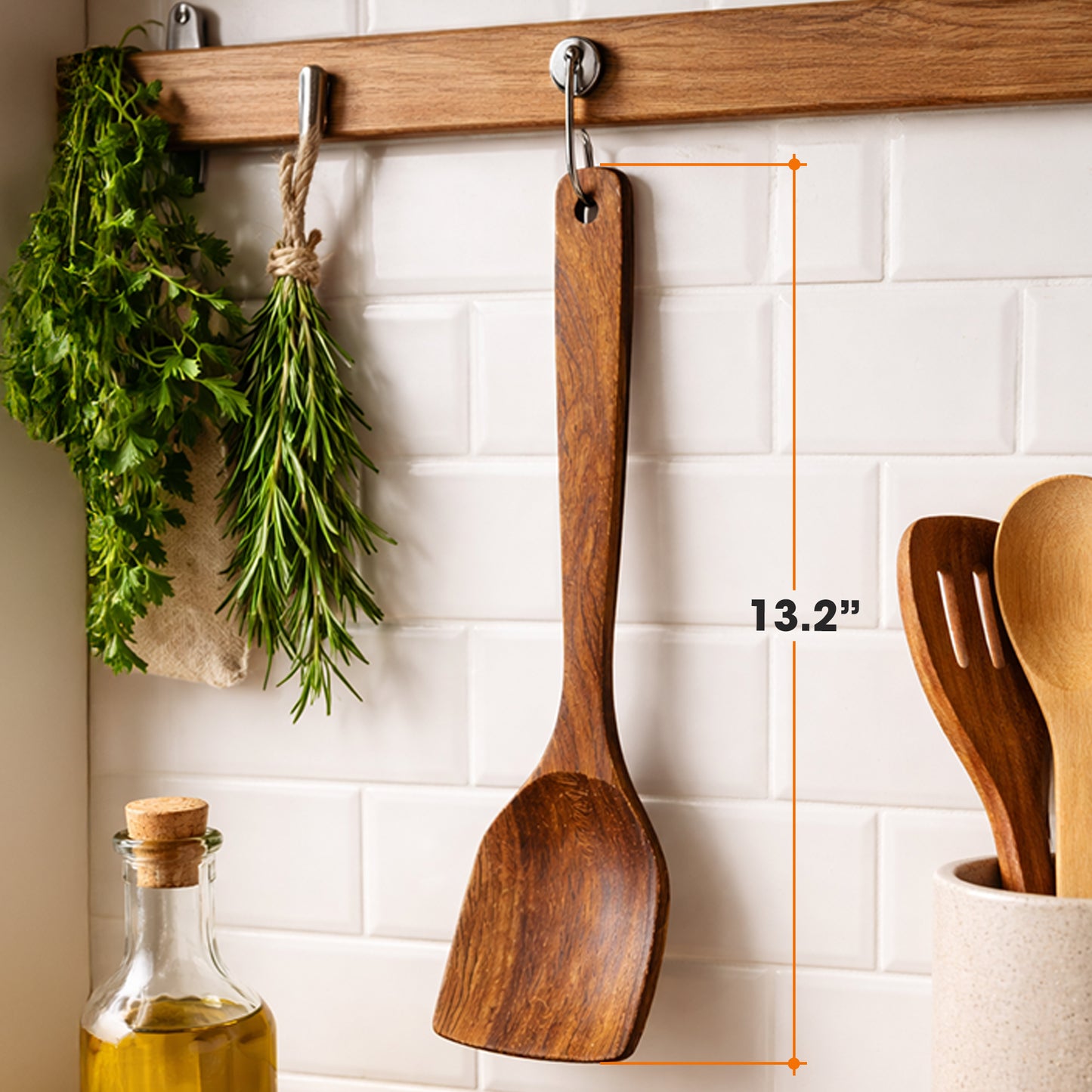Cheer Collection Teak Wood Cooking Spatula for Nonstick Cookware with Smooth Finish