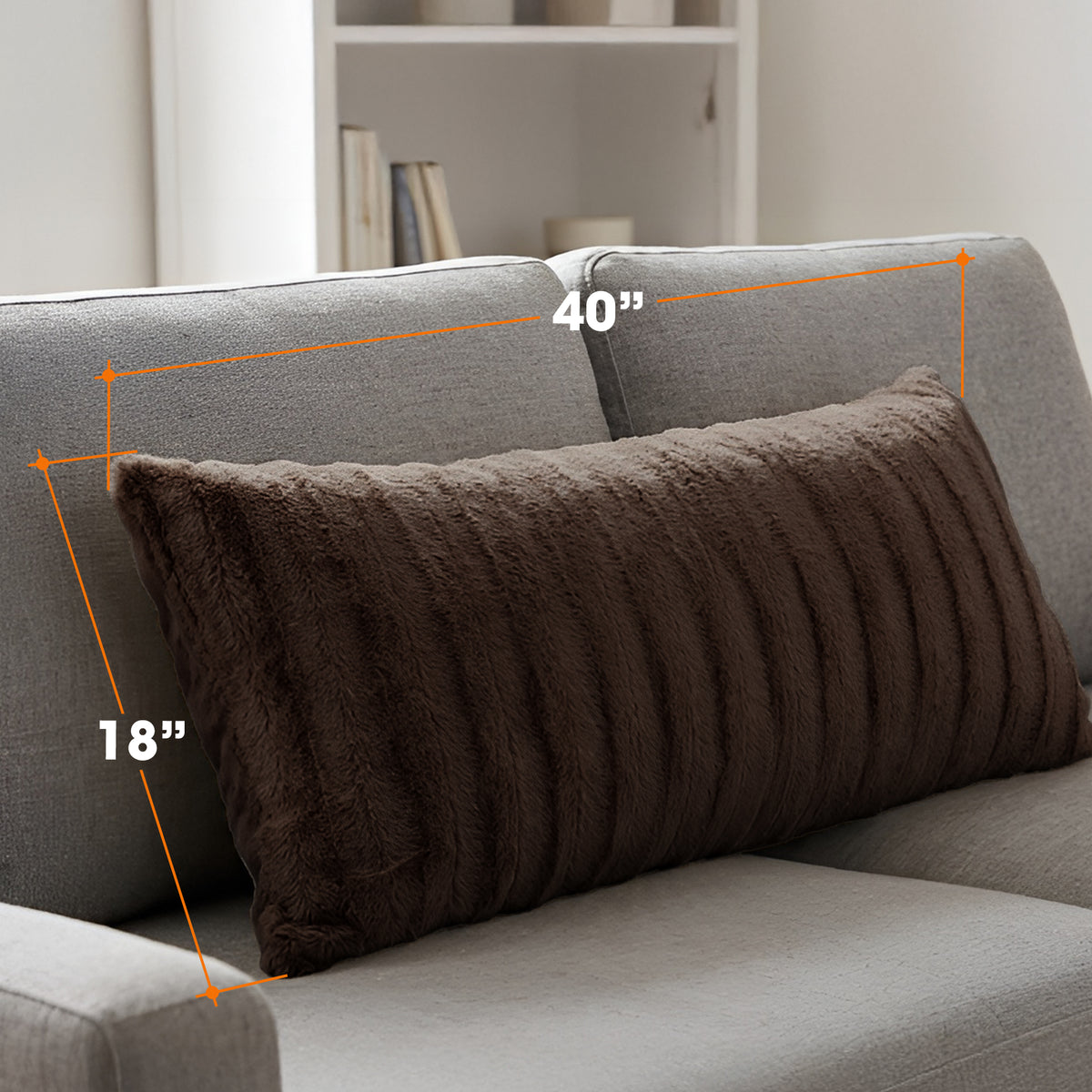 Cheer Collection Faux Fur Throw Pillow - 18" x 40" Long Decorative Body Pillow for Bed or Couch
