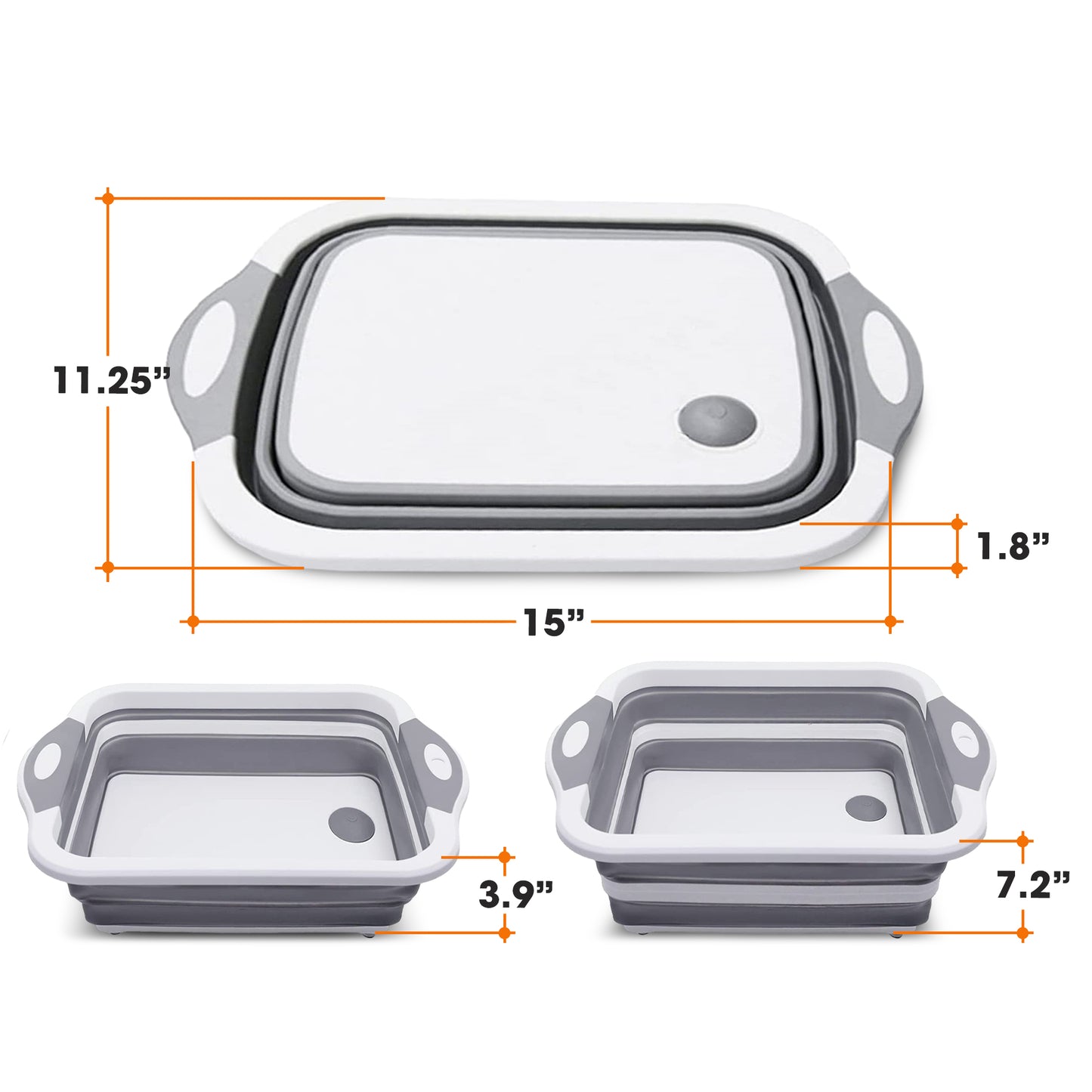 Cheer Collection Collapsible BBQ Prep Tub and Cutting Board 3 in 1 Travel Friendly Wash Chop Serve