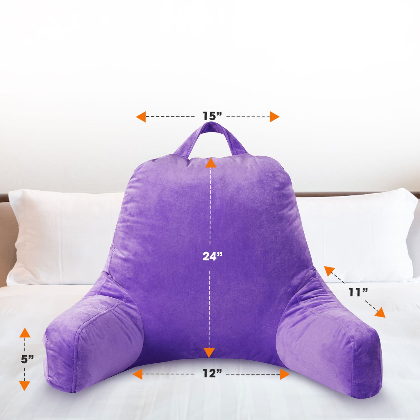Cheer Collection Backrest Reading Pillow - Plush Fiber Filled TV and Gaming Pillow with Armrest