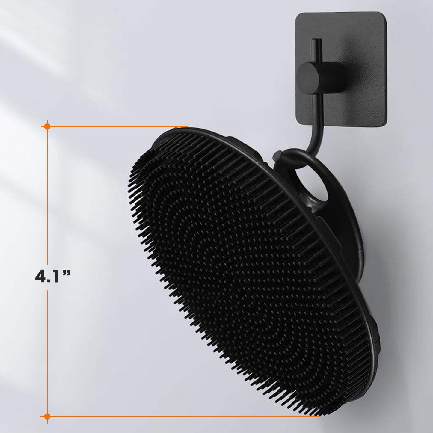 Cheer Collection Palm Size Silicone Shower Scrubber with Flexible Bristles and Hanging Grip Handle