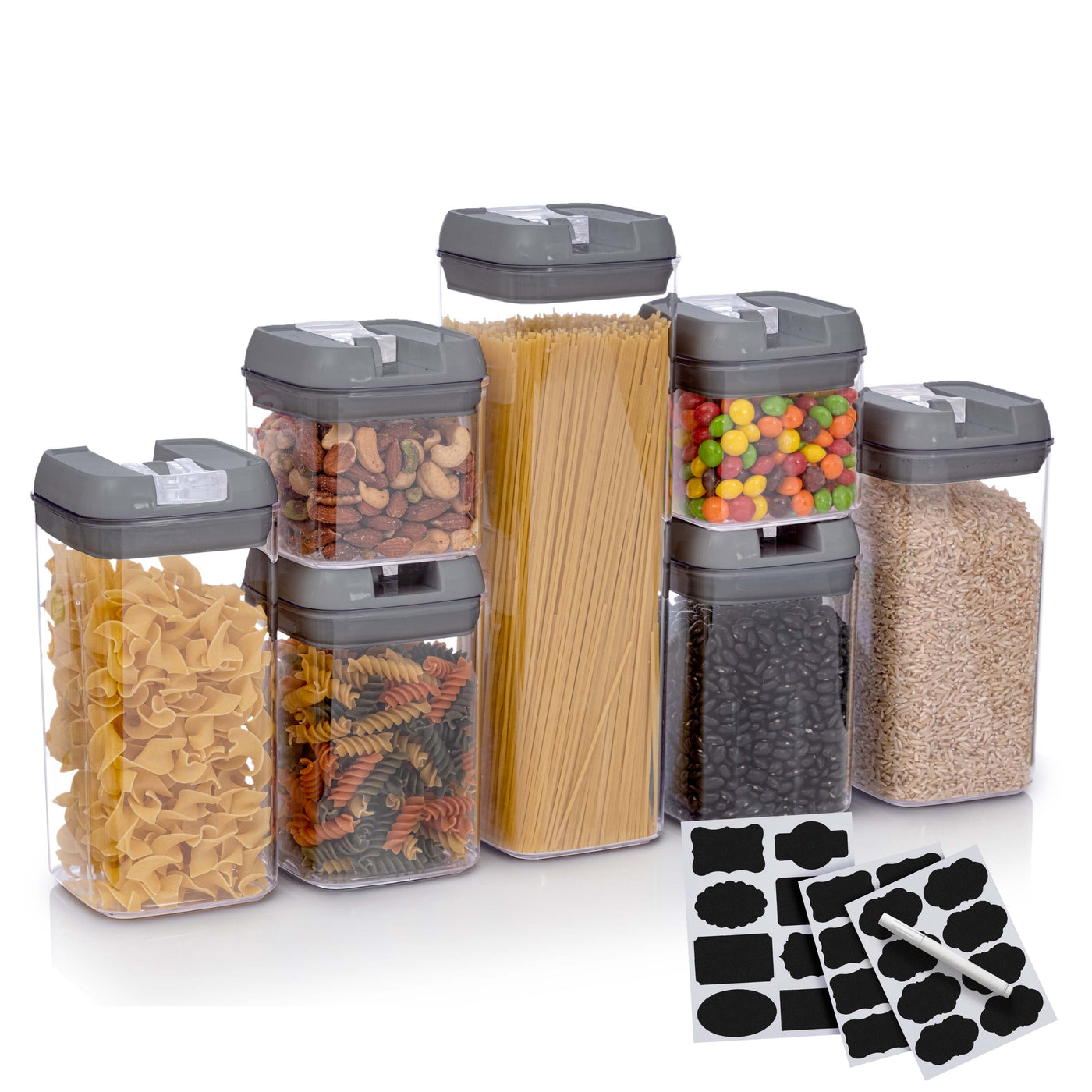 Cheer Collection Set of 7 Airtight Food Storage Containers plus Dry Erase  Marker and Labels, 1 - Kroger